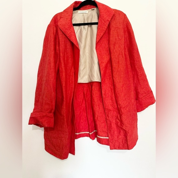 Coldwater Creek Red Blazer with 3/4 Sleeves and Open Front size W18 linen - Picture 1 of 4